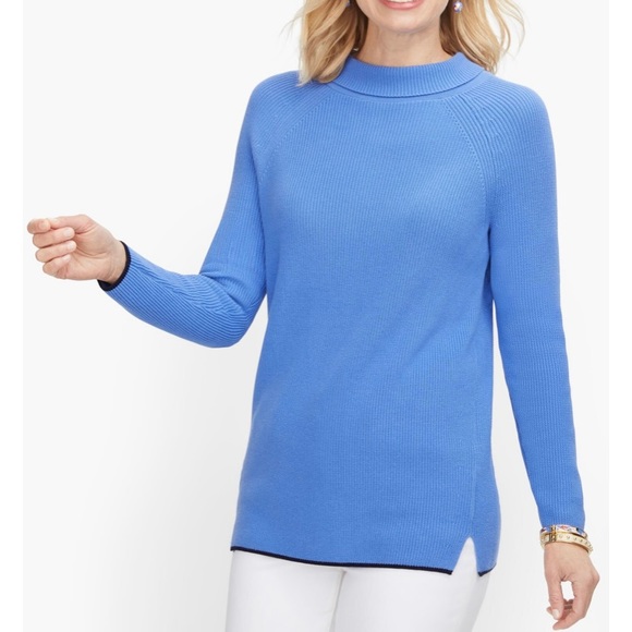 NWT Talbots Sabrina Shaker Stitch Pima Knit Sweater Petite Plus X BRETON BLUE - Picture 6 of 6